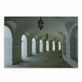 thumbnail image 1 of Medieval Cutting Board, Middle Ages Buildings Corridor Arches and Lanterns Architectural Classical Art, Decorative Tempered Glass Cutting and Serving Board, Small Size, White, by Ambesonne, 1 of 1
