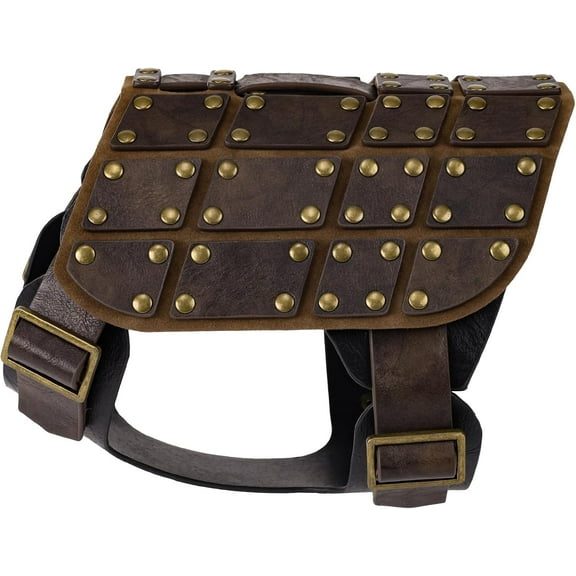Medieval Dog Costume, No-Leash Studded Decorative Faux Leather Vest Harness, 3-Size Pet Apparel for Cosplay (M)