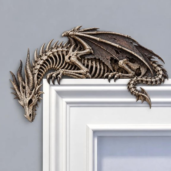 Medieval Dragon Guardian Door Topper, Sleeping Dragon Fantasy Décor, Gothic Dragon Doorway Decoration for Doorway, Home Office & Fantasy Spaces