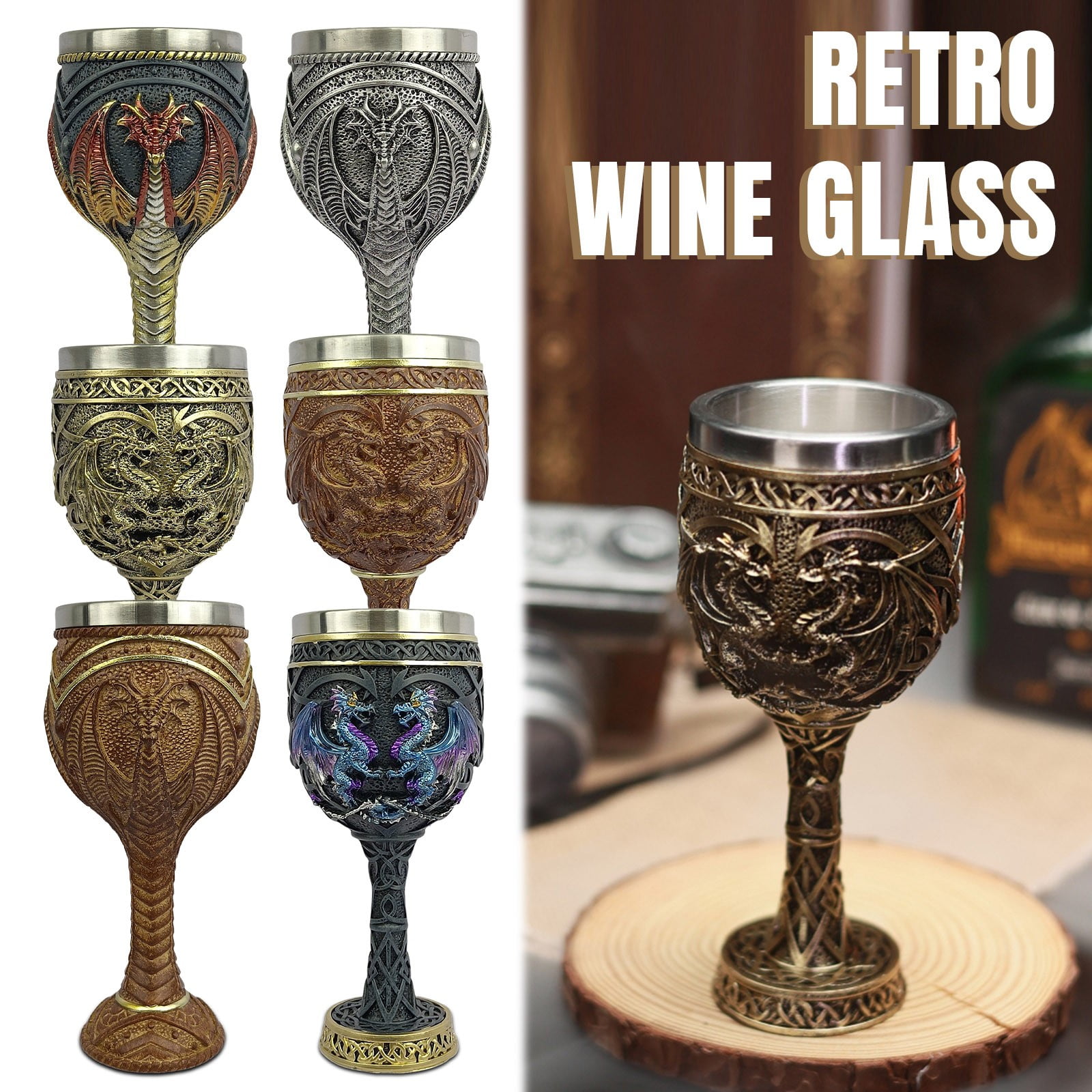 Medieval Dragon Shaped Goblet, Resin Dragon Cup Gothic Wine Glass ...