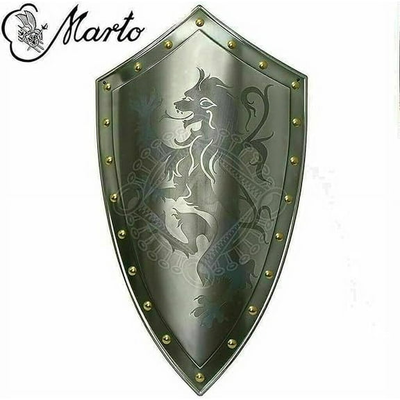 Medieval Dragon Wooden Viking Shield Round Shield 24" Rustic Vintage Home Decor Gifts Blue