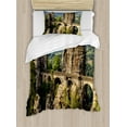 thumbnail image 1 of Medieval Duvet Cover Set, Famous Historical Bastion Bridge in Swiss Germany Middle Age Culture Heritage Art, Decorative 2 Piece Bedding Set with 1 Pillow Shams, Twin Size, Grey Green, by Ambesonne, 1 of 3