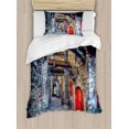 thumbnail image 1 of Medieval Duvet Cover Set, Old Stone Street Passage Estonia Middle Ages Town Heritage Photo Art, Decorative 2 Piece Bedding Set with 1 Pillow Shams, Twin Size, Grey Red Brown, by Ambesonne, 1 of 3