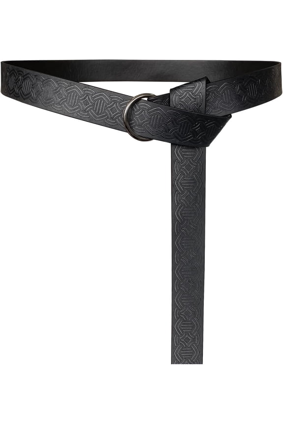 Medieval Embossed PU Leather O-Ring Belt, Retro Renaissance Knight Belt
