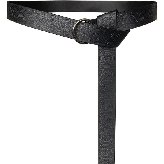 Medieval Embossed PU Leather O-Ring Belt, Retro Renaissance Knight Belt