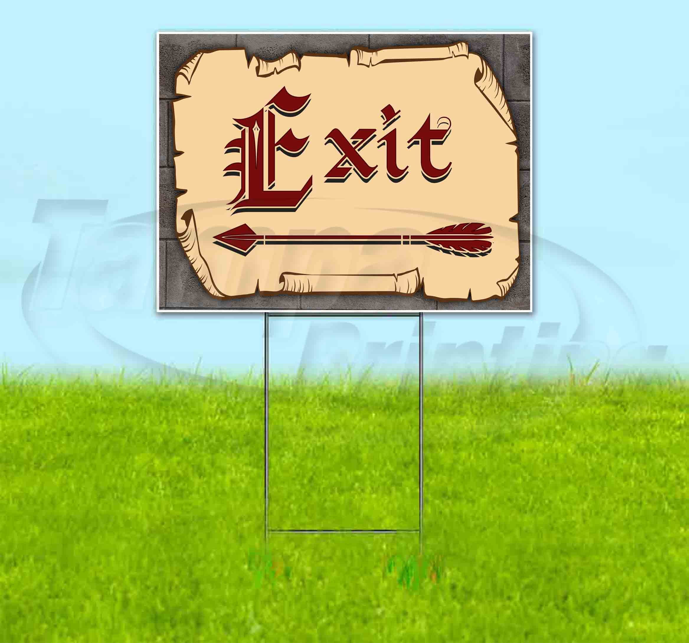 Medieval Fair Exit Left Arrow Red Scroll (18