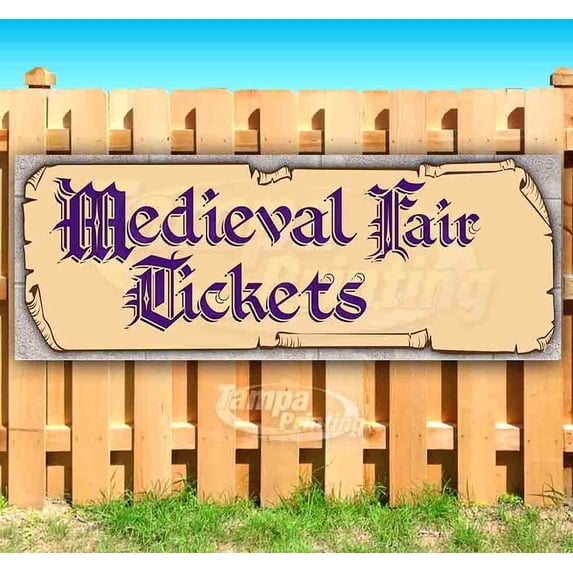 Medieval Fair Tickets Purple Text 13 oz Vinyl Banner With Metal Grommets