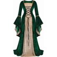 thumbnail image 1 of Medieval Fairy Corset Dress Bell Sleeve Maxi Dress Vintage Robe Gothic Gown, Halloween Costumes for Women, 1 of 8