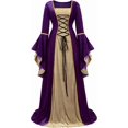 thumbnail image 1 of Medieval Fairy Corset Dress Bell Sleeve Maxi Dress Vintage Robe Gothic Gown, Halloween Costumes for Women, 1 of 9