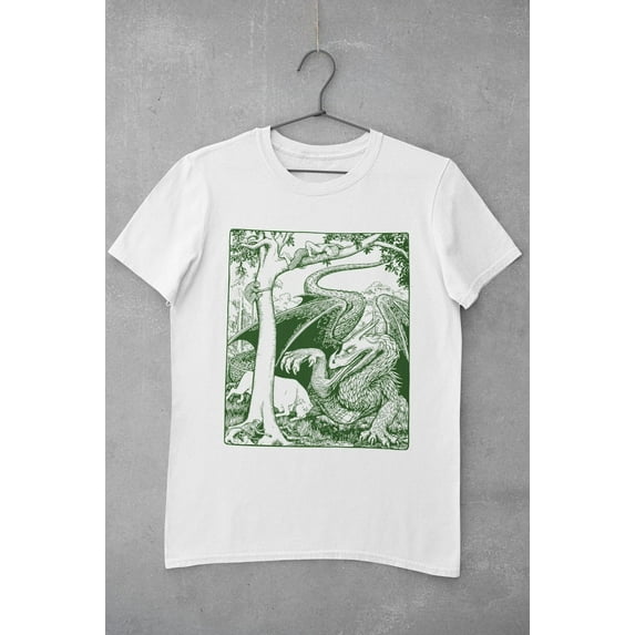 Medieval Fantasy Dragon t-shirt • Folklore Mythology Fairytale shirt • Celtic dragon • Woodcut print top • Mystical Witchy top • Goblincore