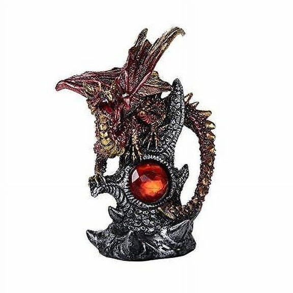 Medieval Fantasy Guardian Dragon Protecting Red Gemstone Fantasy World Decor