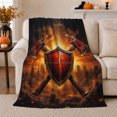 thumbnail image 1 of Medieval Fantasy Hero Shield Axes Battle Scene, Cozy Friendship Quote Scene, Warm Flannel Blanket for Living Room and Reading Nook, Art Lovers Encouragement Gift, Fantasy Home Decor, 1 of 9