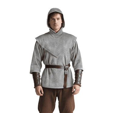 Medieval Faux Chain Mail Armor Knight Templar Tunic Halloween Costume Renaissance Shirt Men