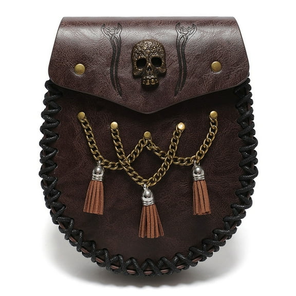 LAITEGOG Medieval Dice Bag, Renaissance Side Pack, Vintage Coin Purse for LARP and Cosplay, Brown