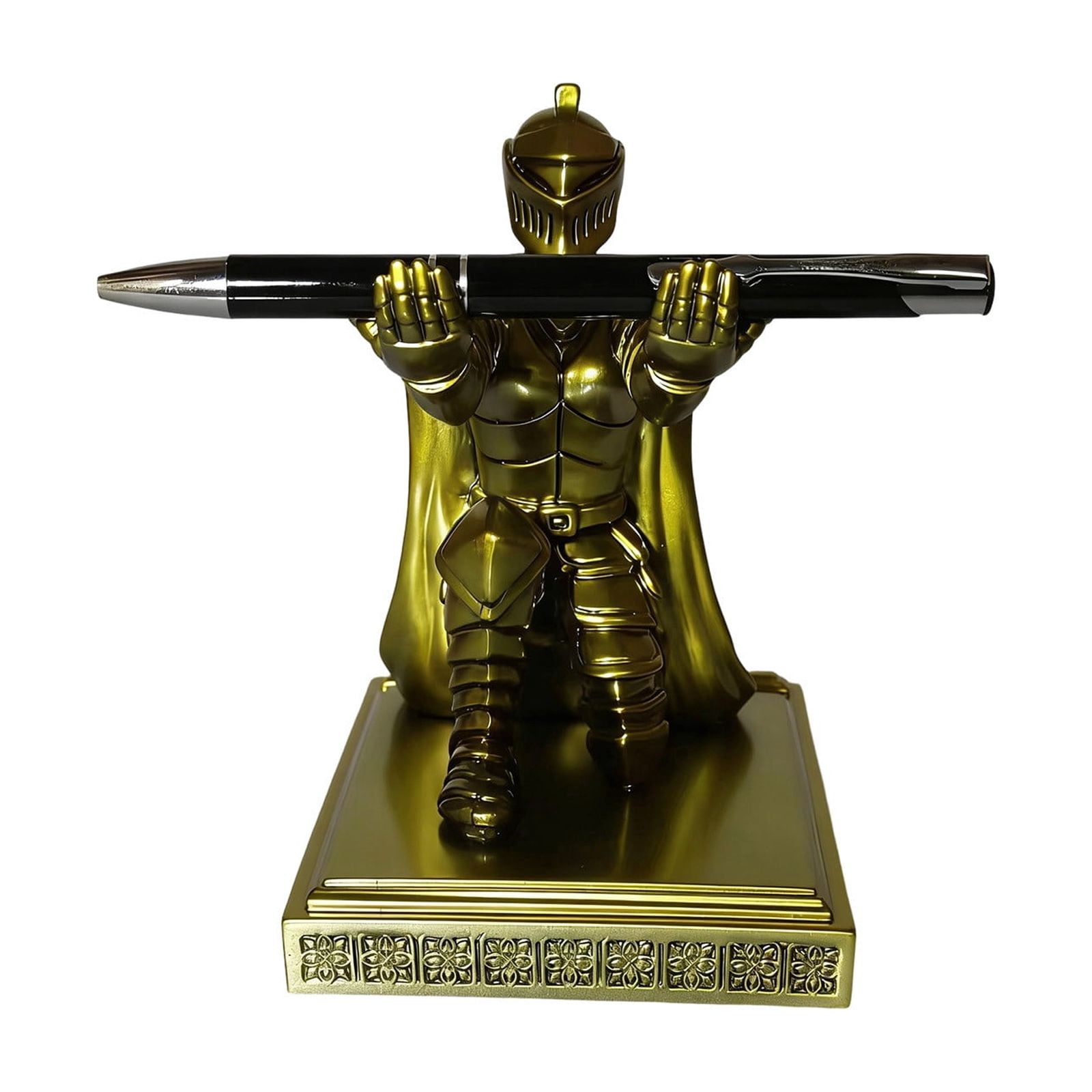 Medieval Female Knight Resin Pen Holder Executive Knight Pen Holder with a Pen Personalized Desk Accessories Decor Home Office Cool Pen Stand Iron(Silver)