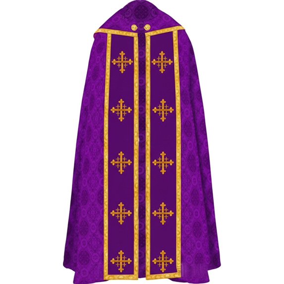 Medieval Formal Cape, Purple Decorative Printed Wrap, 47.24inch