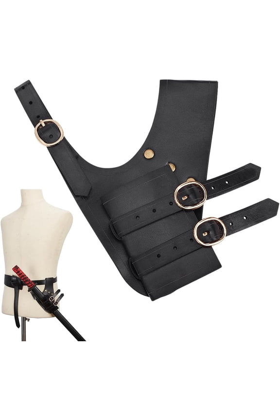 Medieval Frog Leather for Belt Left Hand Sheath PU Leather Holder Black