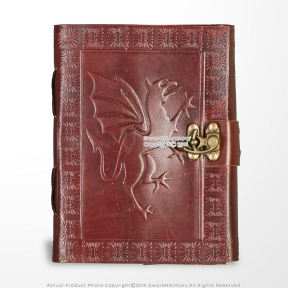 Medieval Genuine Leather Journal Diary Parchment Paper Brown Fierce Dragon