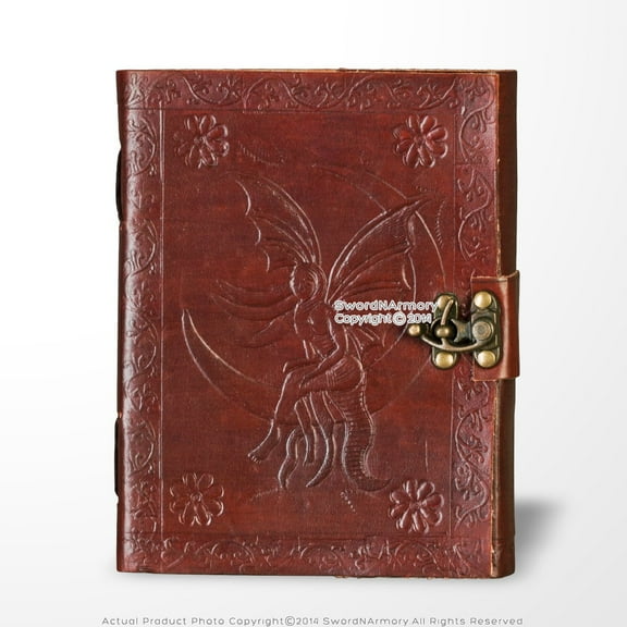 Medieval Genuine Leather Journal Diary Parchment Paper Notebook Brown Moon Fairy