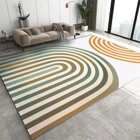 Medieval Geometry Area Rug, Colorful Gradient Nordic Arch Lines Small Rugs, Washable Breathable Carpet for Front Entrance Floor Decor 2' x 3'