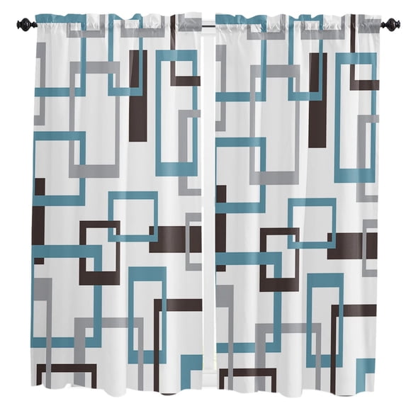 Medieval Geometry Mid Century Curtain Home Decoration Living Room Short Curtains Window Treatments For Kitchen Bedroom