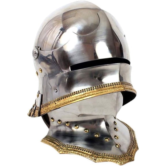 Medieval German Gothic Sallet Helmet with Steel Gorget Neck Armour Reenactment