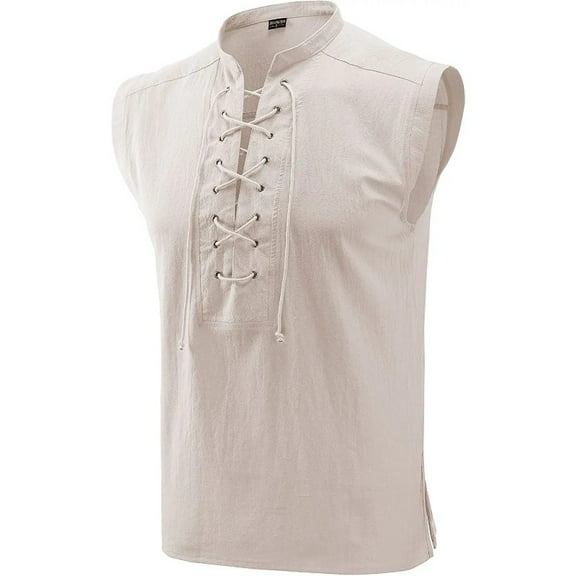 Medieval Gothic Celtic Viking Pirate Steampunk Sleeveless Shirt for Men's Barbarian Cosplay