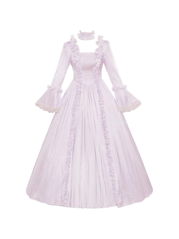 Medieval Gown Victorian-Era Dress White Historical Renaissance Robe Elegant Rococo Ball Gown