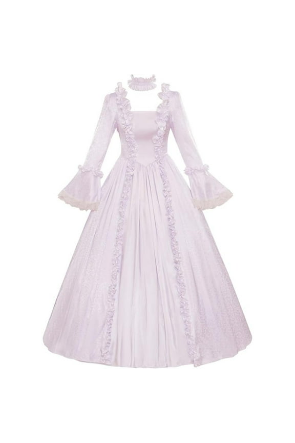 Medieval Gown Victorian-Era Dress White Historical Renaissance Robe Elegant Rococo Ball Gown