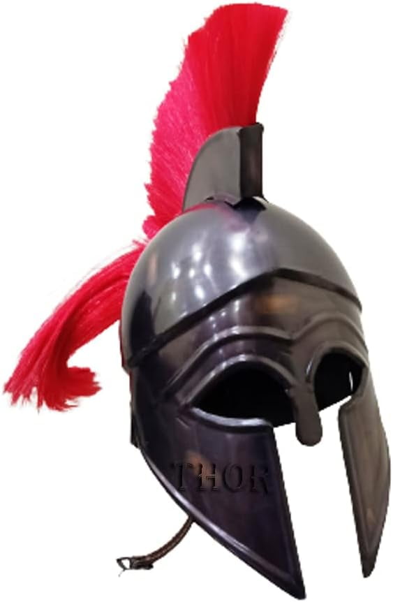 Elmo Corinzio Spartano Replica LARP - Acciaio, Circonferenza 72cm, Con Fodera In Pelle - Foto 7