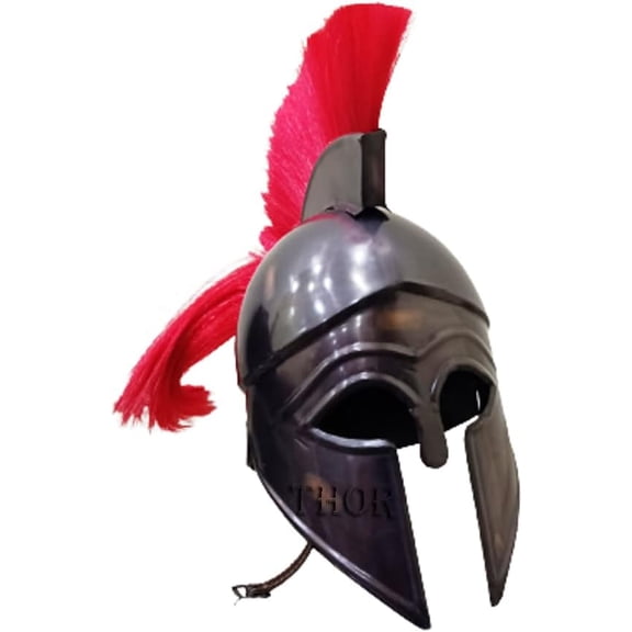 Medieval Greek Corinthian Roman Spartan Helmet LARP SCA Armor Helmet with Red Plume Rustic Vintage Home Decor Gifts
