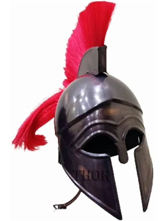 Medieval Greek Corinthian Roman Spartan Helmet LARP SCA Armor Helmet with Red Plume Rustic Vintage Home Decor Gifts