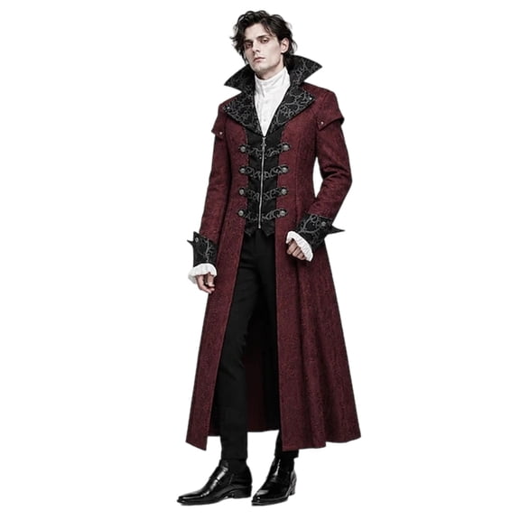 Medieval Halloween Vampire Costume Vintage Long Coat Role Play Outfit For Men Themed Party Masquerade Stage Performance Cosplay Dress Up Historical Event Costume