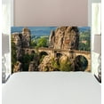 thumbnail image 1 of Medieval Headboard, Famous Historical Bastion Bridge in Swiss Germany Middle Age Culture Heritage Art, Upholstered Decorative Metal Bed Headboard with Memory Foam, Twin Size, Grey Green, by Ambesonne, 1 of 4