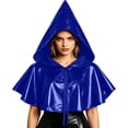 thumbnail image 1 of Medieval Hooded Cape Cloak For Women, Front Tie Party Shawl, Halloween Renaissance Festival Cropped Poncho, 1 of 6