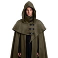 thumbnail image 1 of Medieval Hooded Cloak For Men, Renaissance Cowl Shawl Scarf, Halloween Festival Short Poncho Cape Accessories, 1 of 7