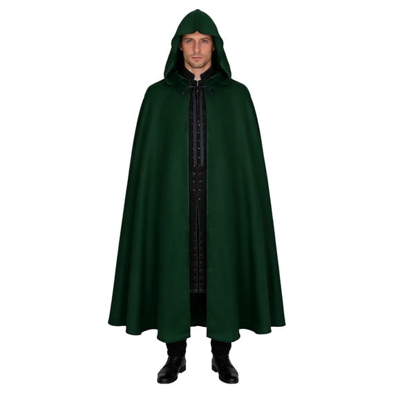 Medieval Hooded Cloak Halloween Renaissance Cape with hood Wizard Costume Sorcerer Cosplay Witch