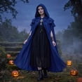 thumbnail image 1 of Medieval Hooded Cloak, Wizard Cosplay, Wizard Costume, Witch Costume Cloak, Historical Cape, Renaissance Hooded Cloak for Women Men, Adult Medieval Cape With Hood, Viking Cloak, Blue S, 1 of 6