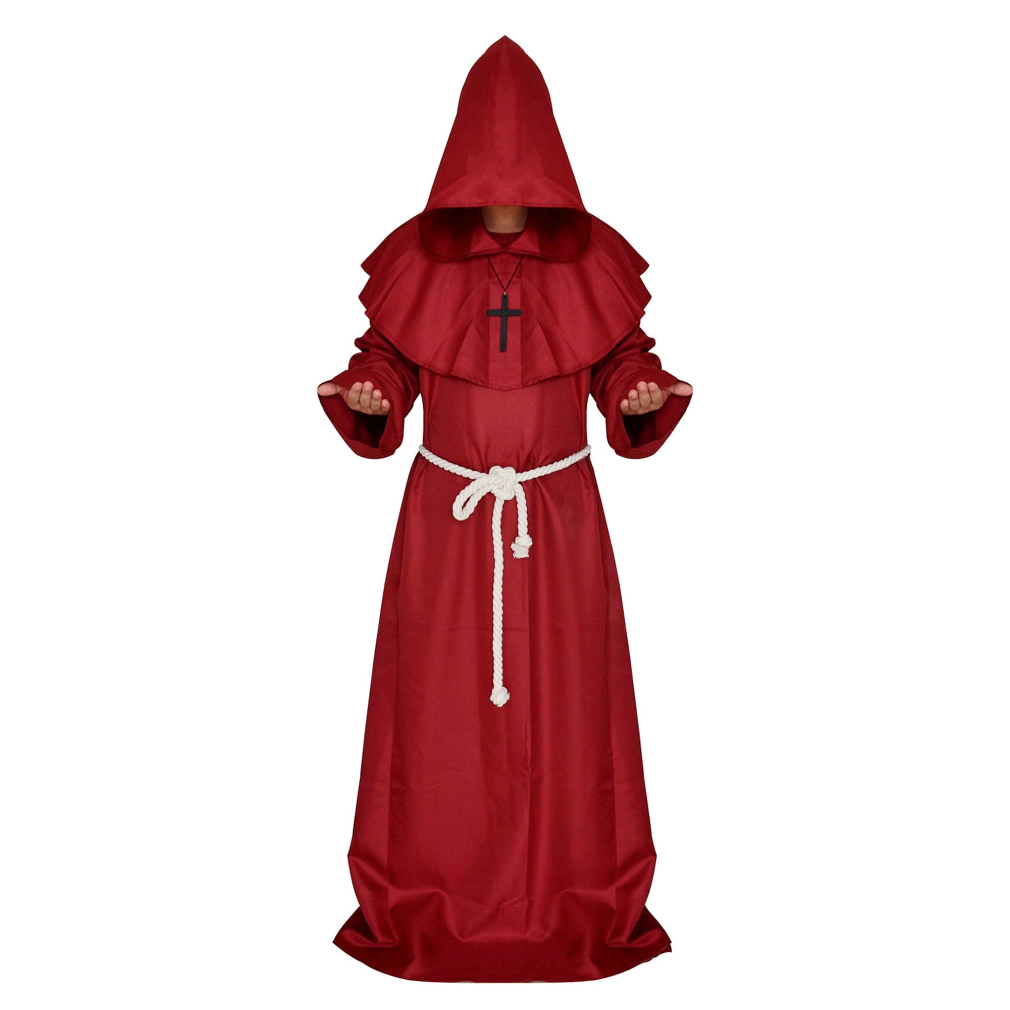 Medieval Hooded Monk Robes, Plague Doctor Costume Priest Robe - Walmart.com