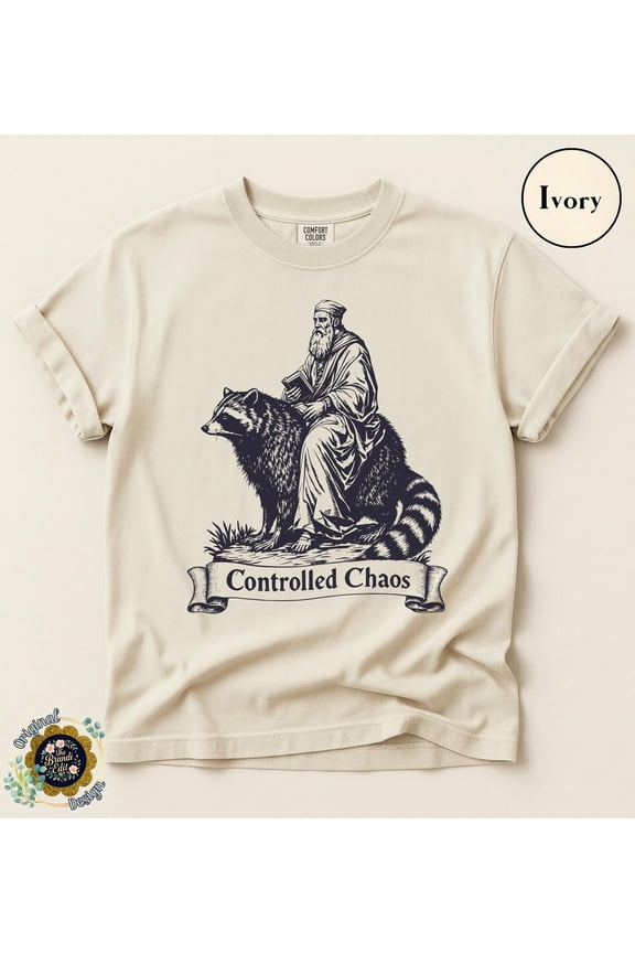 Medieval Humor Tee Controlled Chaos Renaissance Faire Shirt Fantasy Nerd Gift Monk Riding