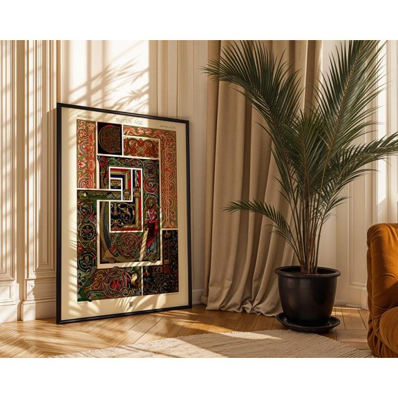 Medieval Illuminated Gothic Manuscript Ornament Wall Decor Unframed Paper Print