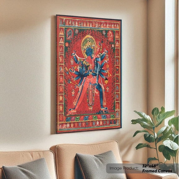 Medieval Indian Folk Art Print Wall Art Reproduction, Unframed Canvas 8x10in