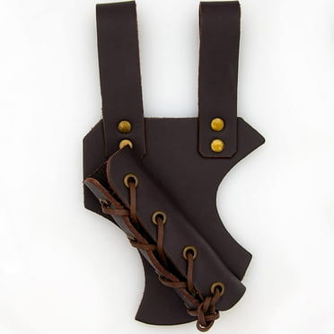 Medieval Inspired Armory Replicas Genuine Bovine Leather Hawk Wood Sword Frog: Adjustable LARP Sabre Rapier Holder Designed for Left-Side Wear Ensures Sword Accessibility and Security