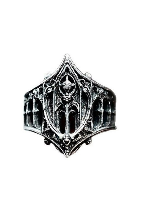 Medieval Inspired Gothic Rings Vintage Ornamental Design Kirsite Crafted For Stacking Or Wear Multiple Sizes