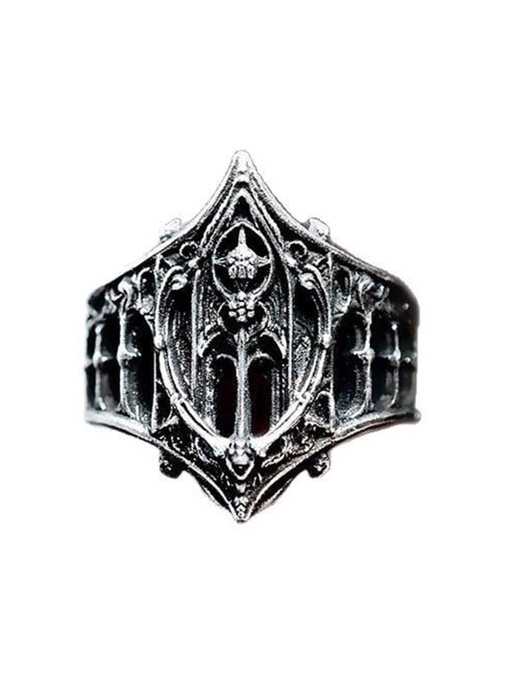 Medieval Inspired Gothic Rings Vintage Ornamental Design Kirsite Crafted For Stacking Or Wear Multiple Sizes