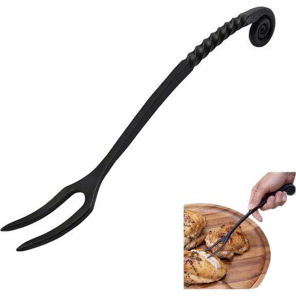 Medieval Iron Pot Fork - 10 Inch-Long Tavern Style Cutlery for Recreation, Camping, Dining Hall Eating, Feasting (Single)
