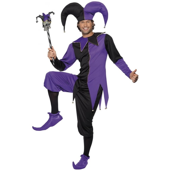 Medieval Jester Costume Adult Purple Black Tales Of Old England Medium ...