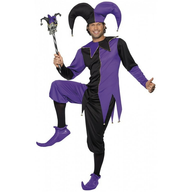 Medieval Jester Costume Adult Purple Black Medieval Jester Costume Adult Purple Black