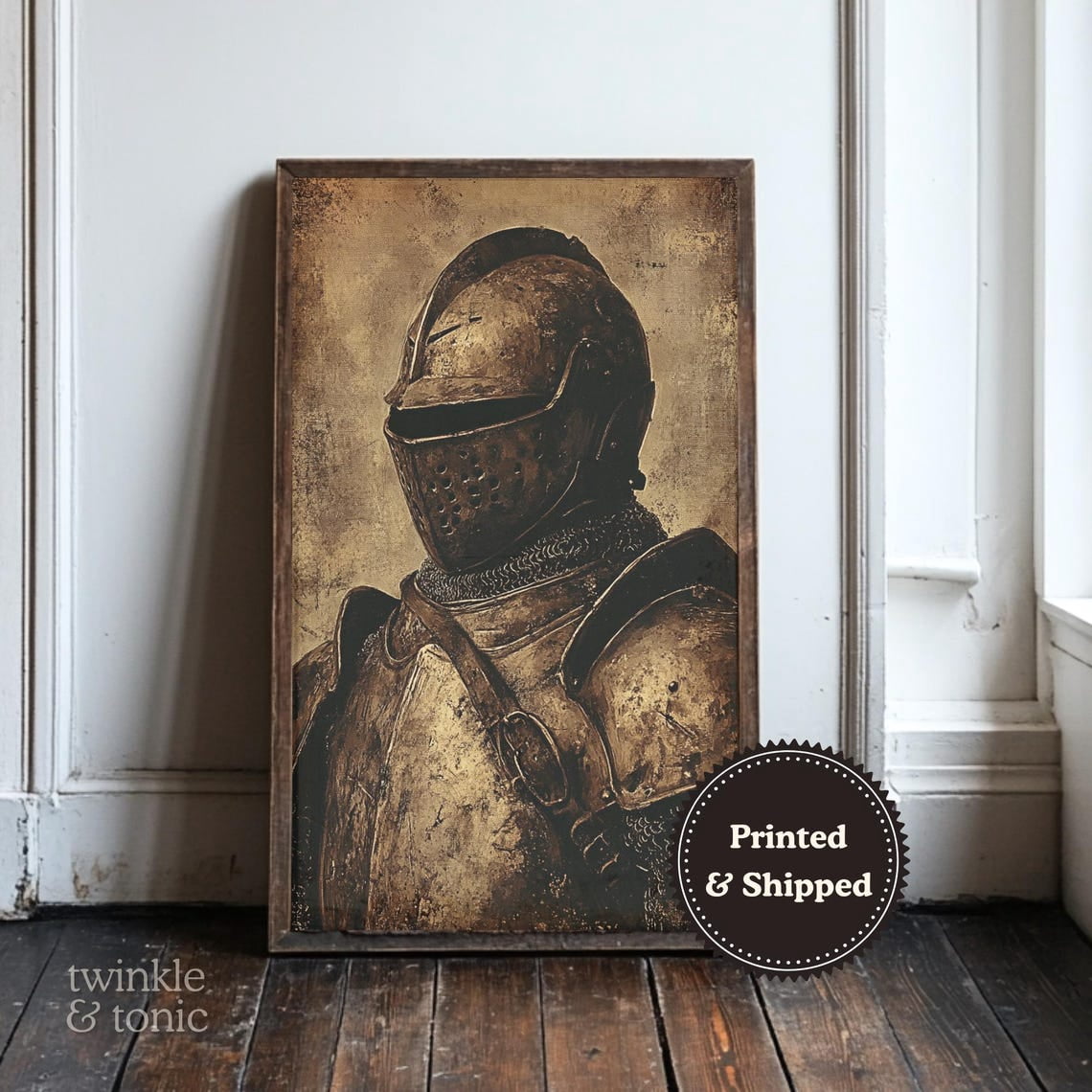 Medieval Knight Art Print Vintage Fantasy Wall Decor Moody Renaissance ...