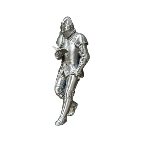 Knight Bookshelf Decor, Finished Armored Knight Statue, Unique Gothic Library Figurine for Book Lovers